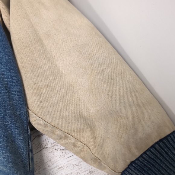 Vintage Denim Varsity Jacket Embroidered Canada Flag American Flag Size XL - Picture 6 of 12